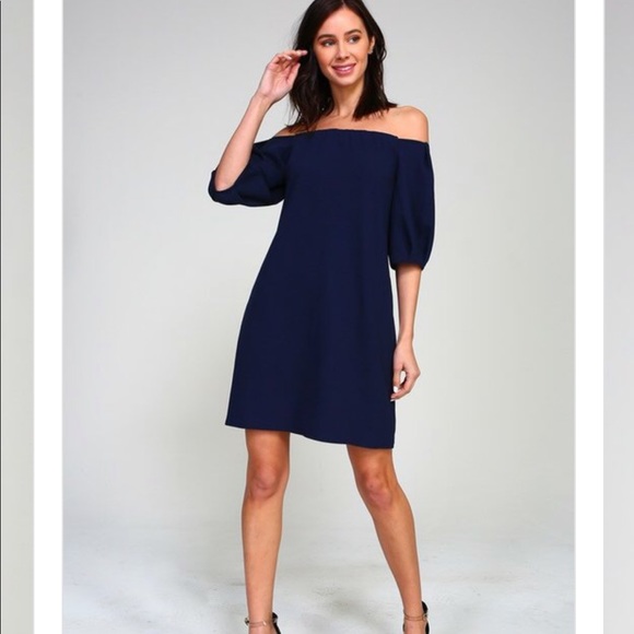NAVY off the shoulder SHIFT  dress NEW - Picture 6 of 6